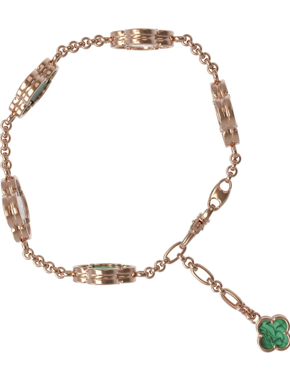 Браслет из золота c малахитом и перламутром