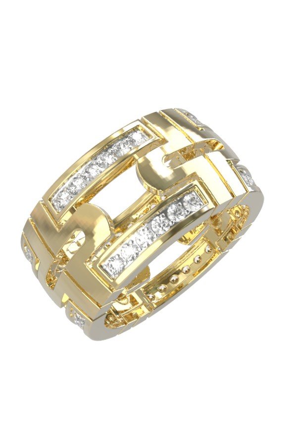 Кольцо из лимонного золота c бриллиантами