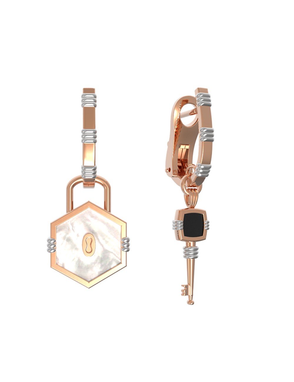 Серьги из золота c ониксом и перламутром