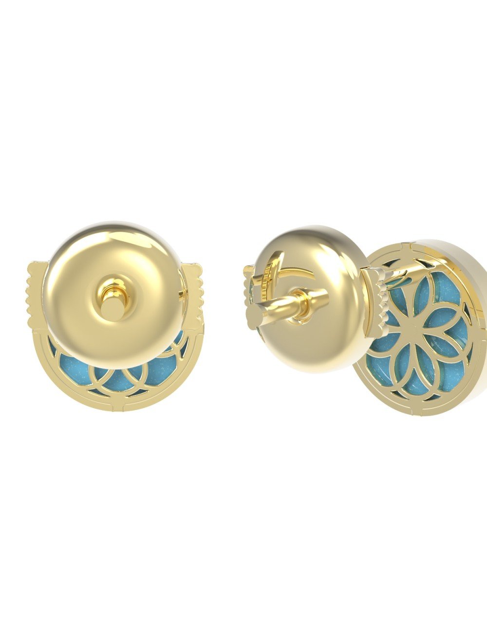 Серьги из лимонного золота c бирюзой