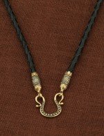 Гайтан из лимонного золота c кожаным шнурком