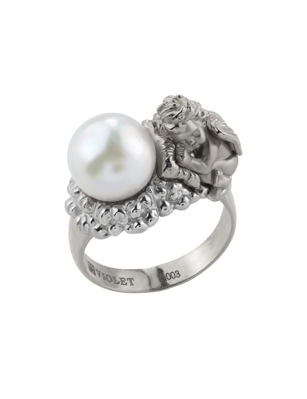 Кольцо из белого золота c жемчугом