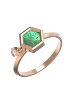 Кольцо из золота c бриллиантами и малахитом