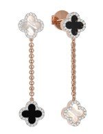 Серьги из золота c бриллиантами, ониксом и перламутром