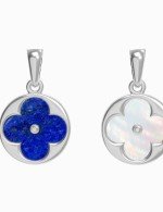 Подвеска из белого золота c лазуритом и перламутром