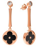 Серьги из золота c фианитом и ониксом