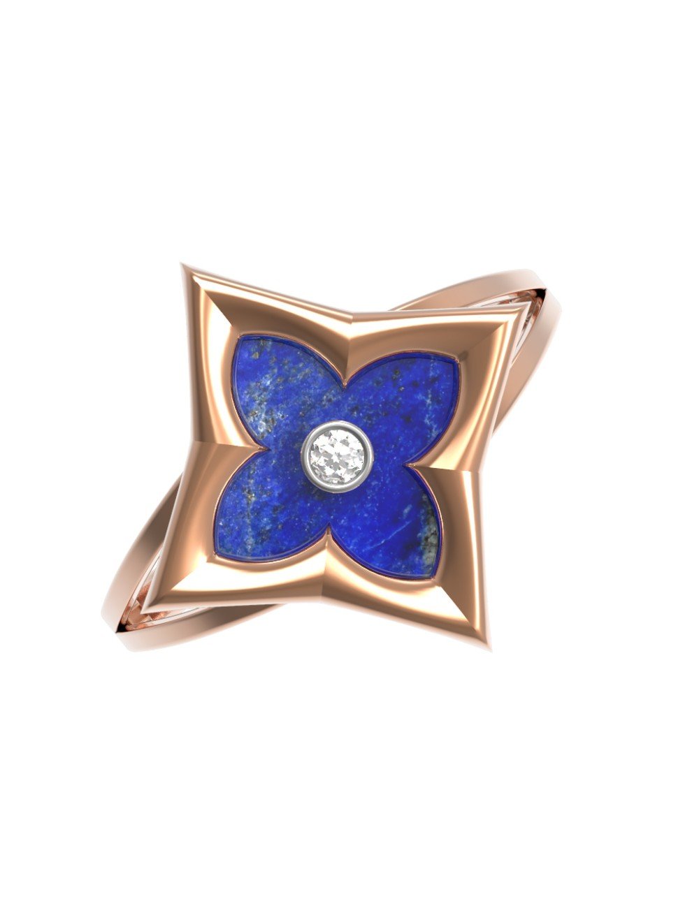 Кольцо из золота c бриллиантами и лазуритом