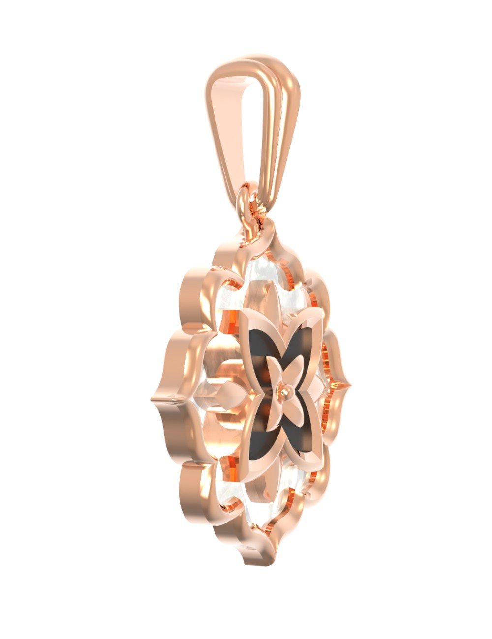 Подвеска из золота c ониксом и перламутром