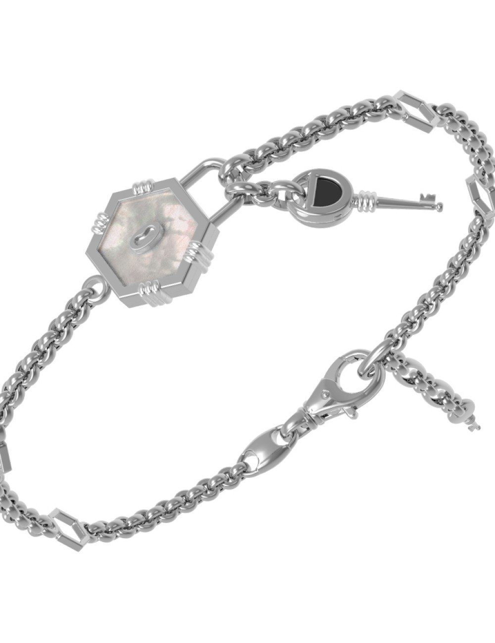 Браслет из белого золота c ониксом и перламутром