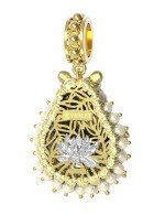 Подвеска из лимонного золота c эмалью и жемчугом