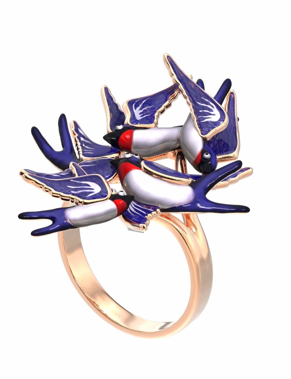 Кольцо из золота c эмалью