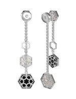 Серьги из белого золота c ониксом и перламутром