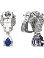 Серьги из белого золота c бриллиантами, сапфиром и изумрудом