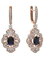 Серьги из золота c бриллиантами и сапфиром