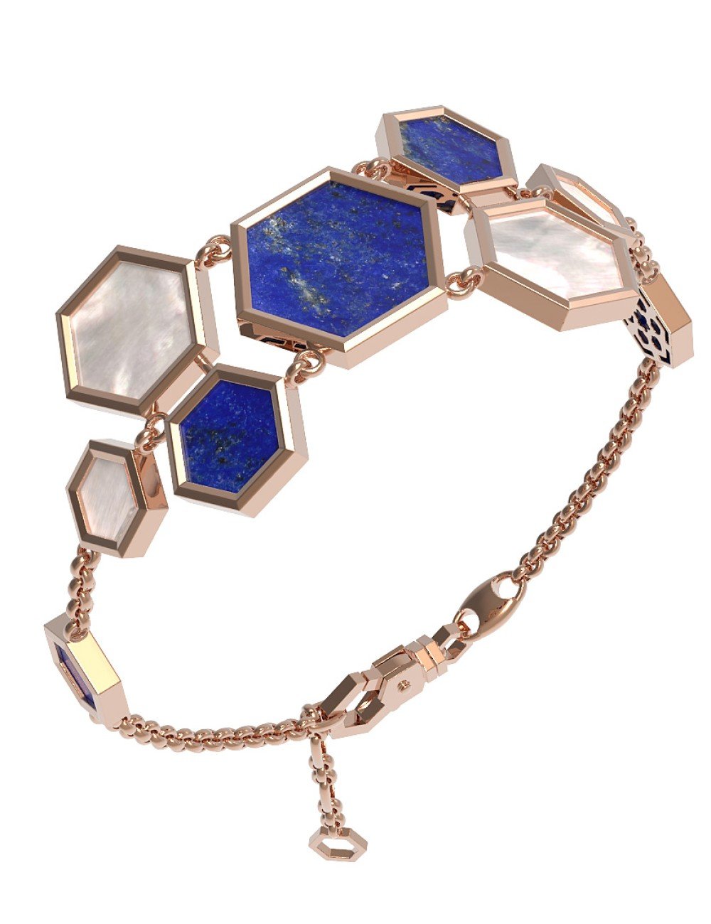 Браслет из золота c лазуритом и перламутром