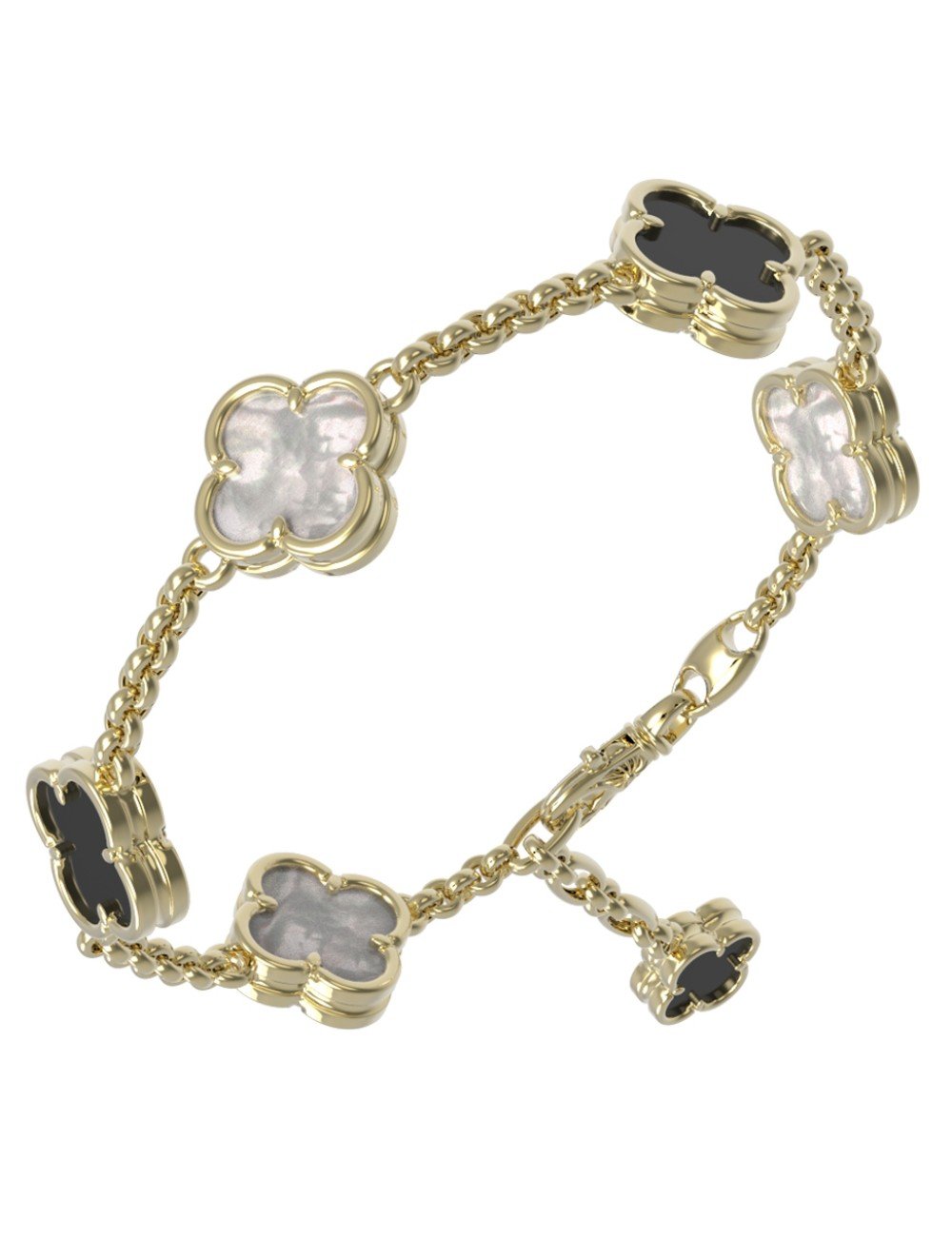 Браслет из лимонного золота c ониксом и перламутром