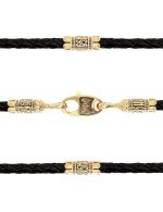 Гайтан из лимонного золота c кожаным шнурком