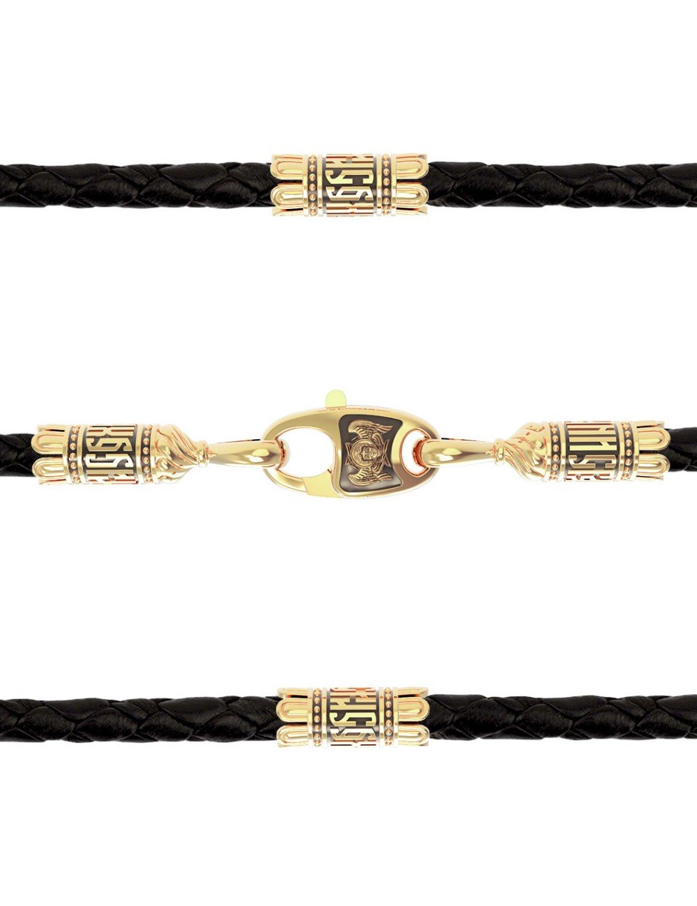 Гайтан из лимонного золота c кожаным шнурком