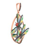 Подвеска из золота c сапфиром, изумрудом и эмалью