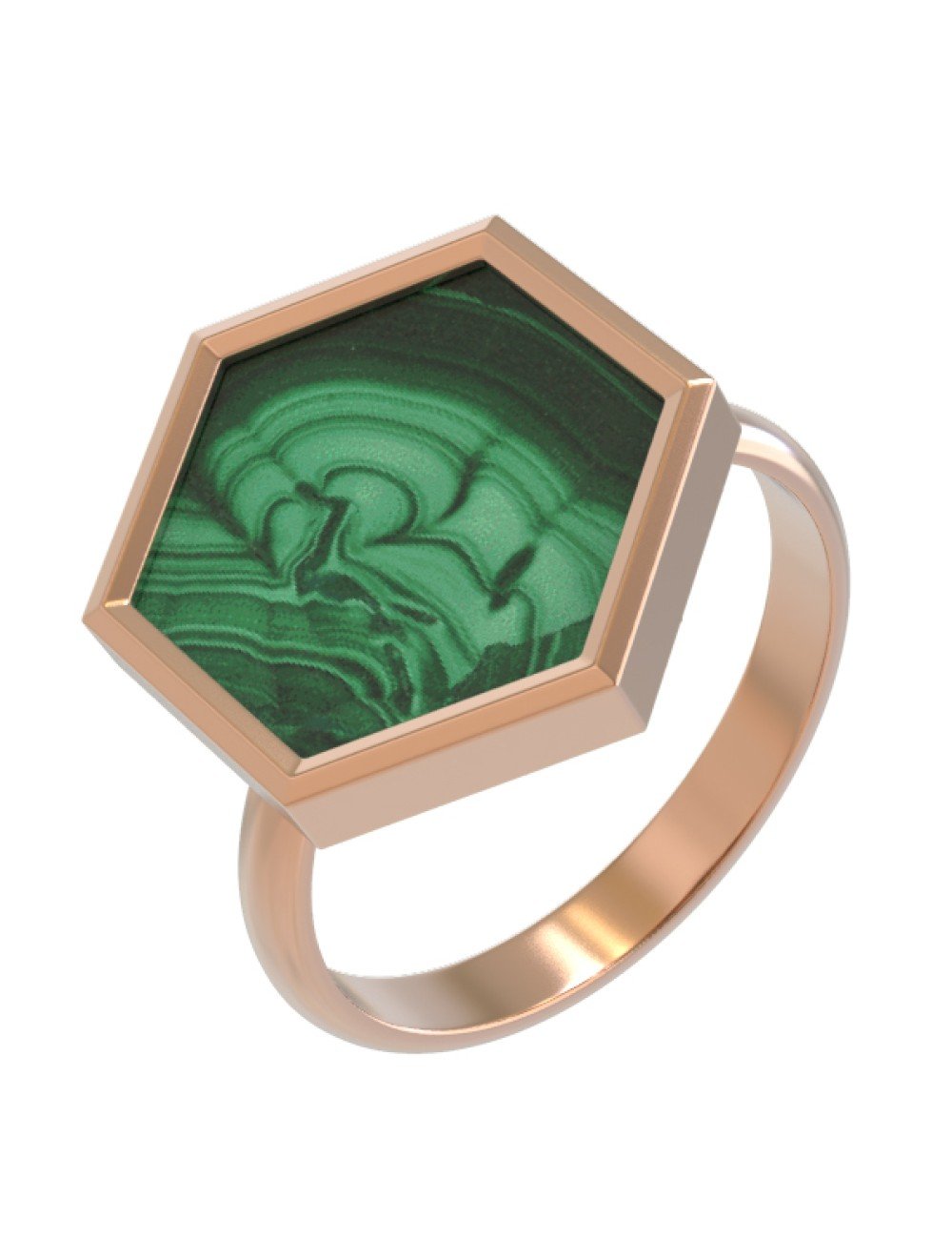 Кольцо из золота c малахитом