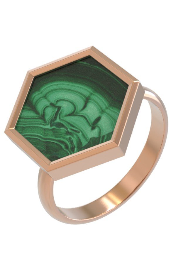 Кольцо из золота c малахитом