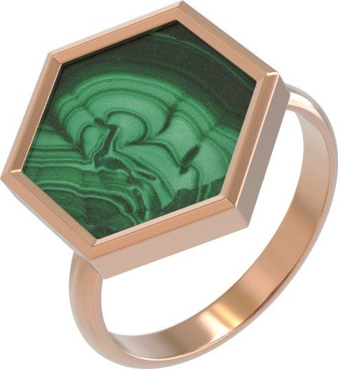 Кольцо из золота c малахитом