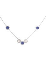 Колье из белого золота c лазуритом и перламутром