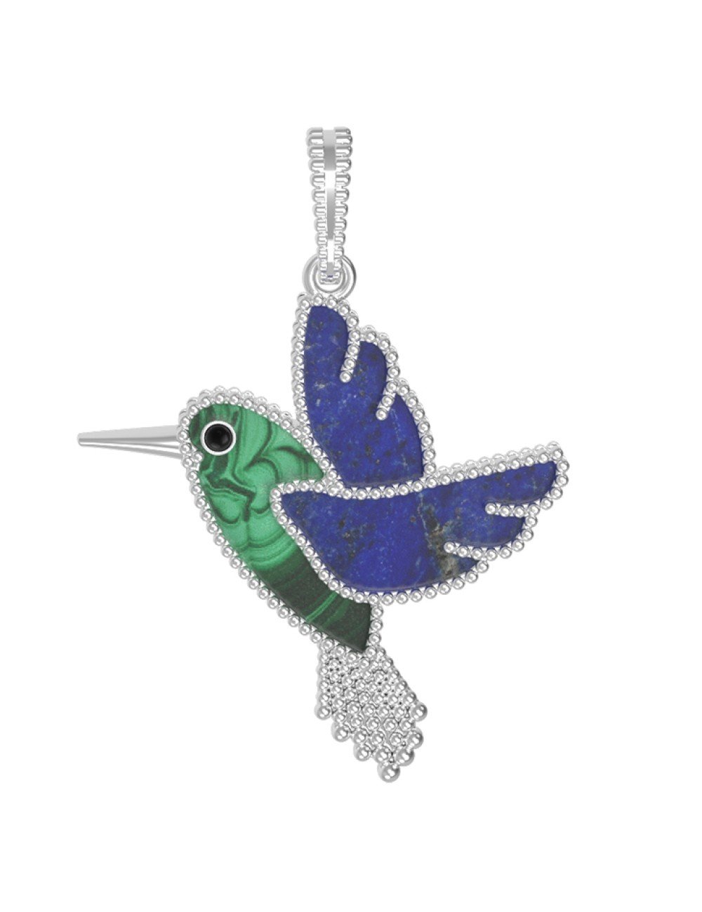 Подвеска из белого золота c эмалью, лазуритом и малахитом