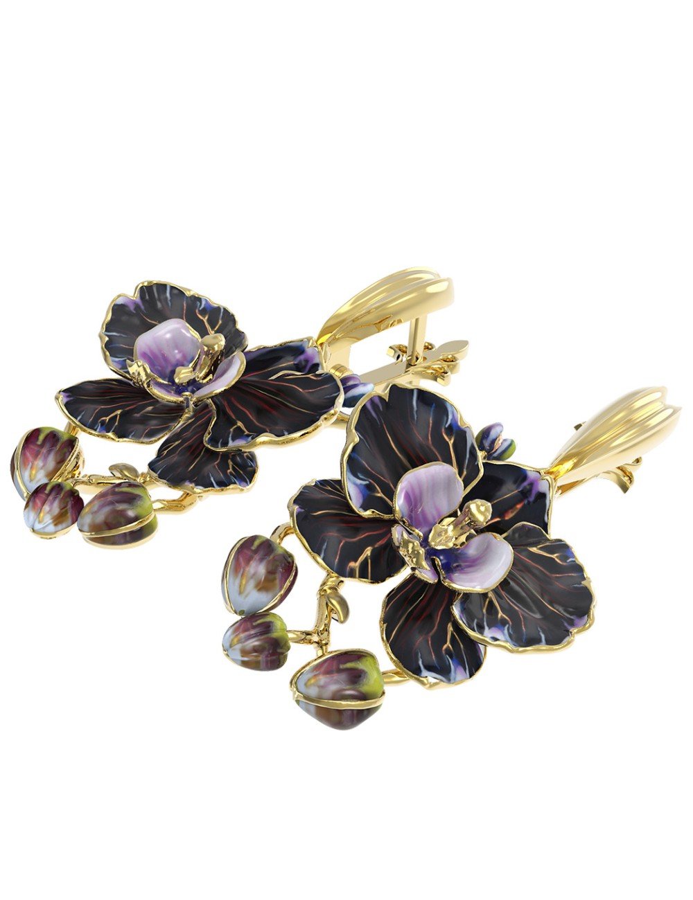 Серьги из лимонного золота c эмалью