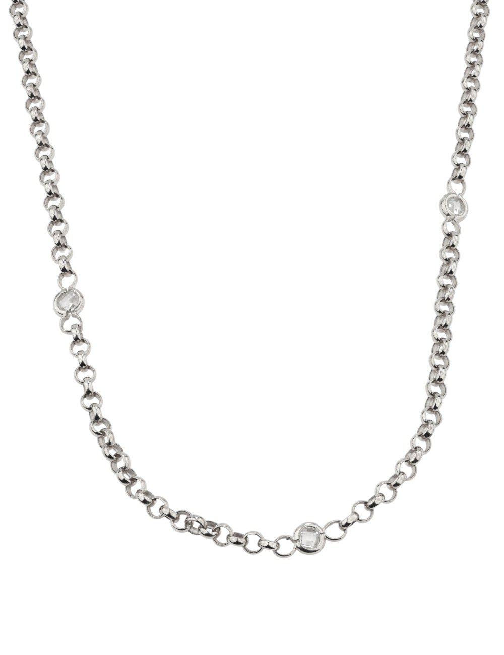 Цепь из белого золота c фианитом