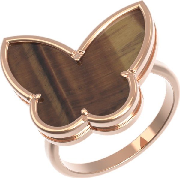 Кольцо из золота c тигровым глазом