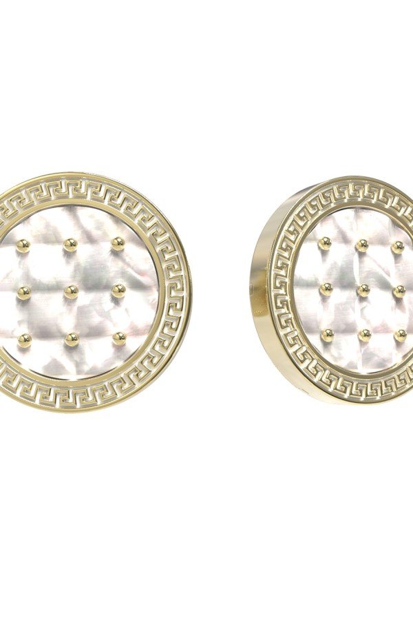 Серьги из лимонного золота c эмалью и перламутром