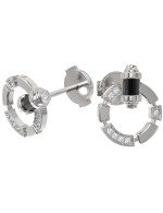 Серьги из белого золота c бриллиантами и ониксом