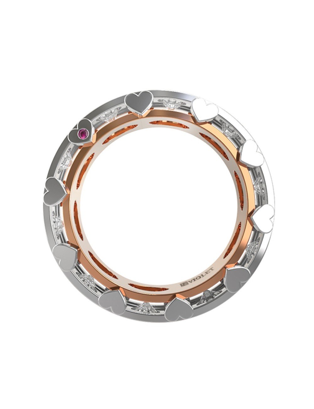 Кольцо из золота c бриллиантами и рубином