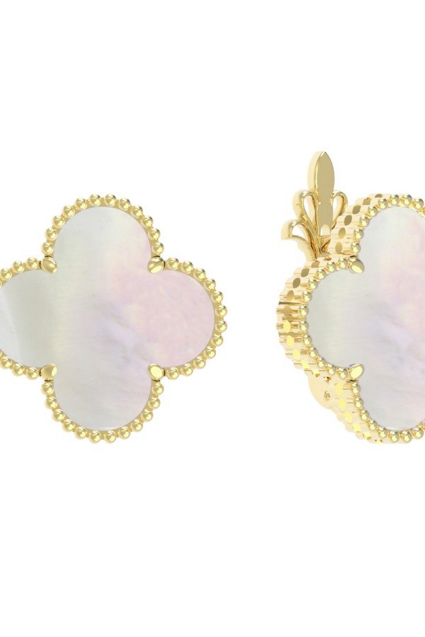 Серьги из лимонного золота c перламутром