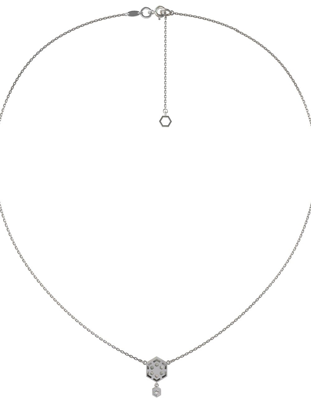 Колье из белого золота c бриллиантами и перламутром