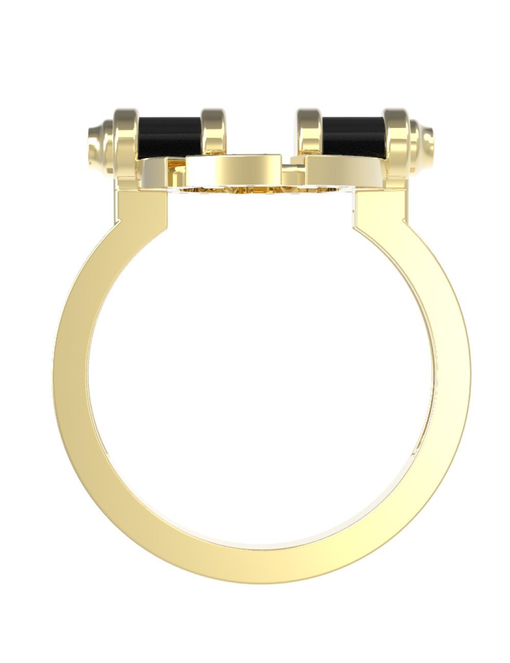 Кольцо из лимонного золота c бриллиантами и ониксом