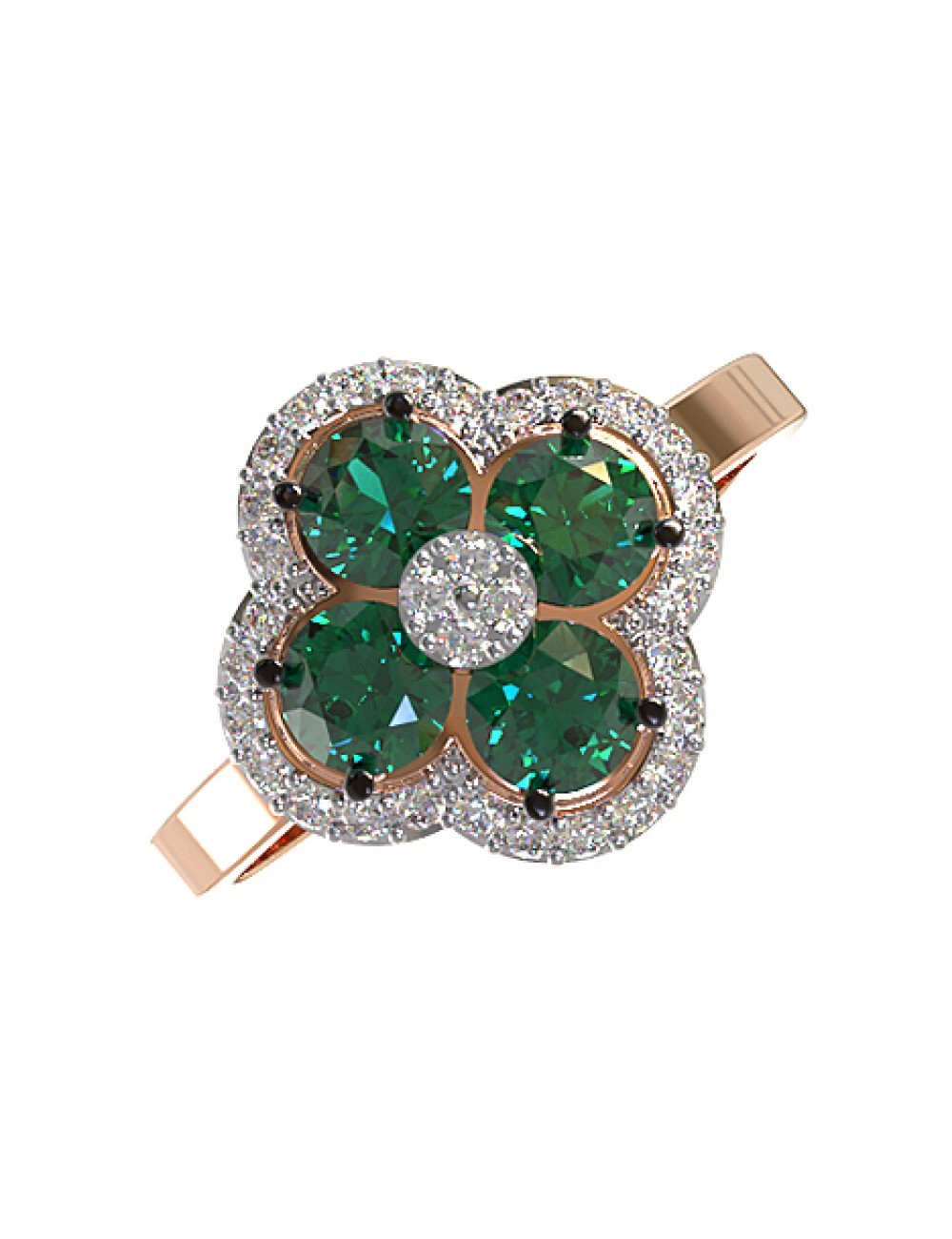 Кольцо из золота c бриллиантами и изумрудом