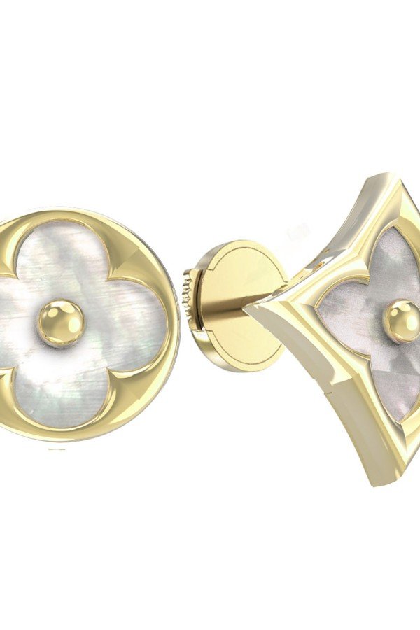 Серьги из лимонного золота c перламутром