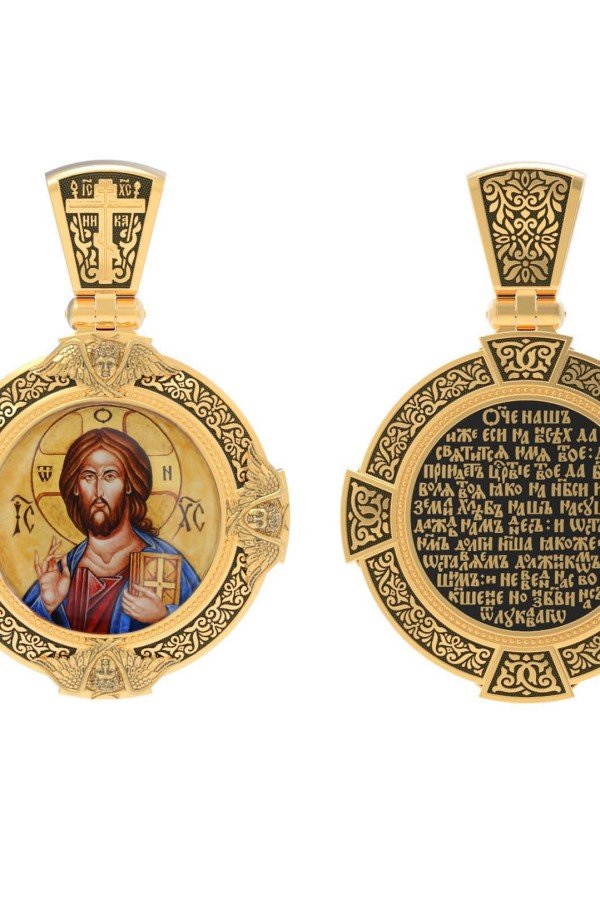 Образок из лимонного золота c эмалью и иконописью