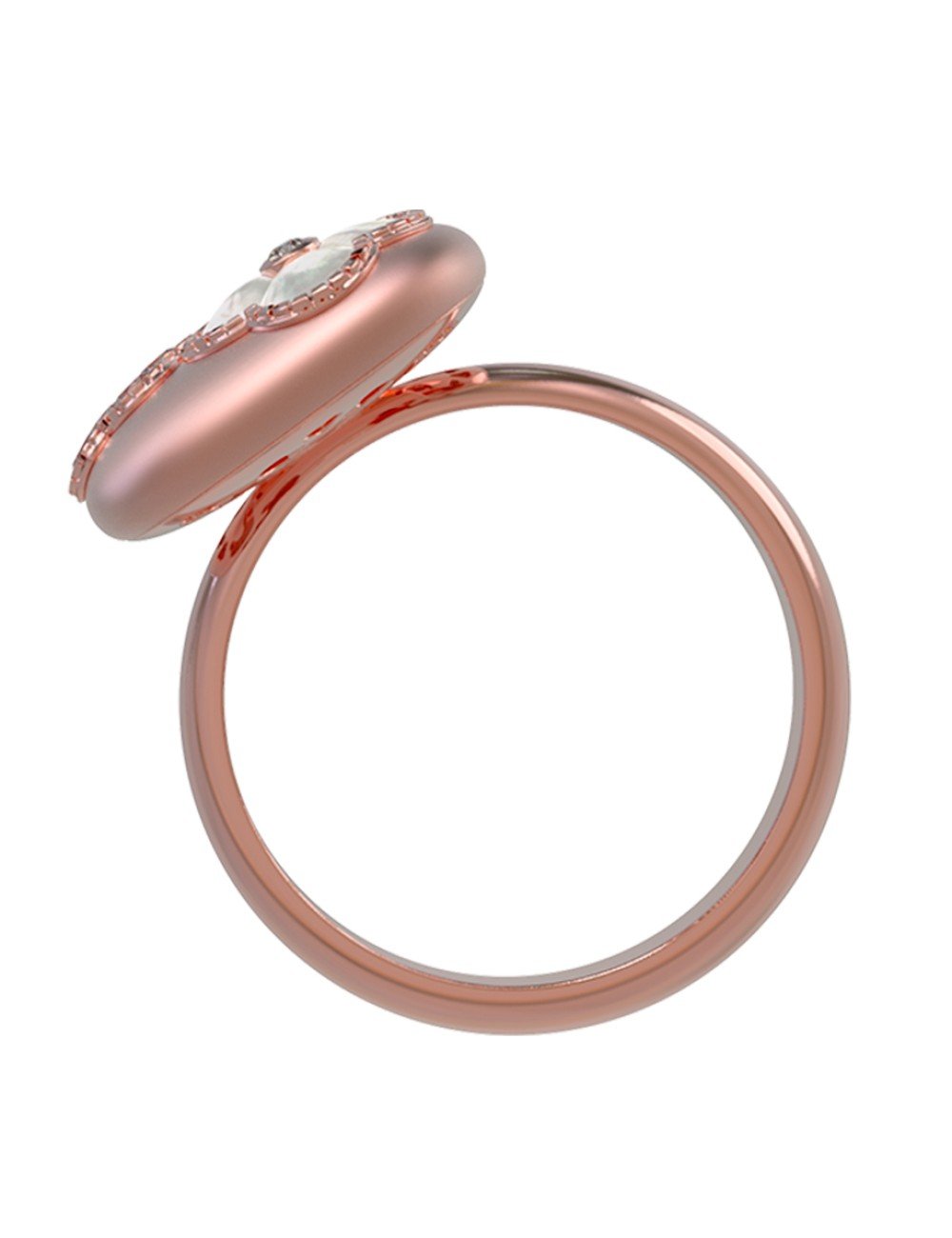 Кольцо из розового золота c бриллиантами и перламутром