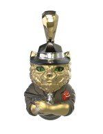 Подвеска из лимонного золота c эмалью, бриллиантами и рубином