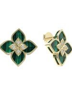 Серьги из лимонного золота c бриллиантами и малахитом