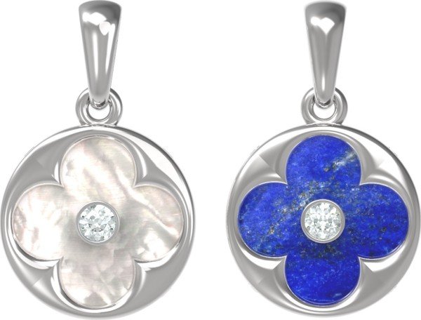 Подвеска из белого золота c бриллиантами, лазуритом и перламутром