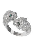 Кольцо из белого золота c бриллиантами и изумрудом