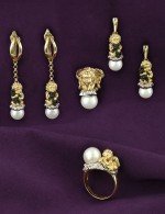 Кольцо из лимонного золота c жемчугом