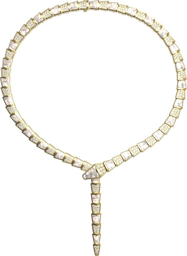 Колье из лимонного золота c бриллиантами и перламутром