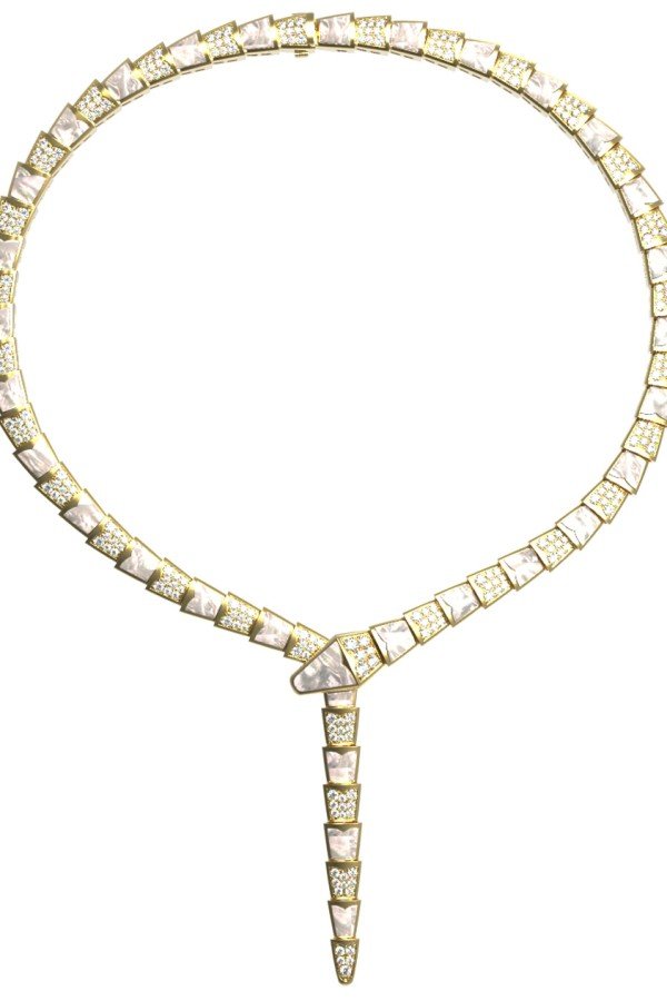 Колье из лимонного золота c бриллиантами и перламутром