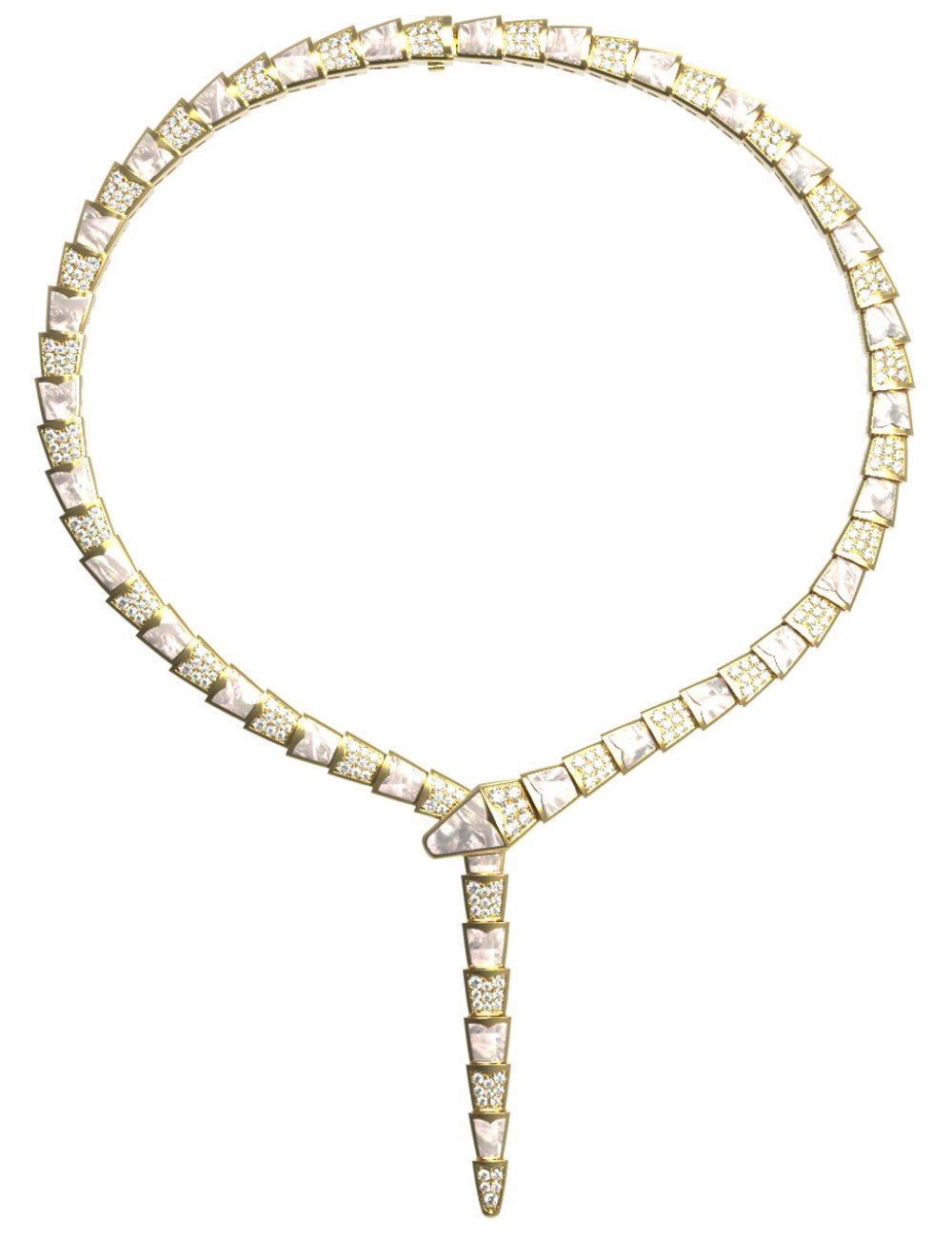 Колье из лимонного золота c бриллиантами и перламутром