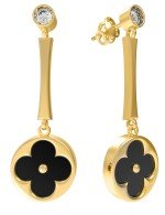 Серьги из лимонного золота c фианитом и ониксом